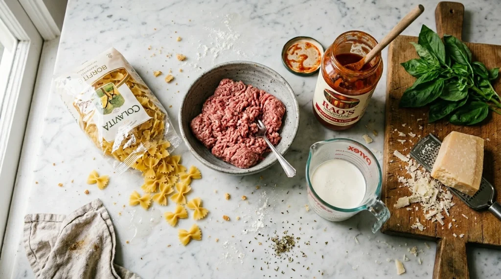 Creamy Beef Pasta Ingredients