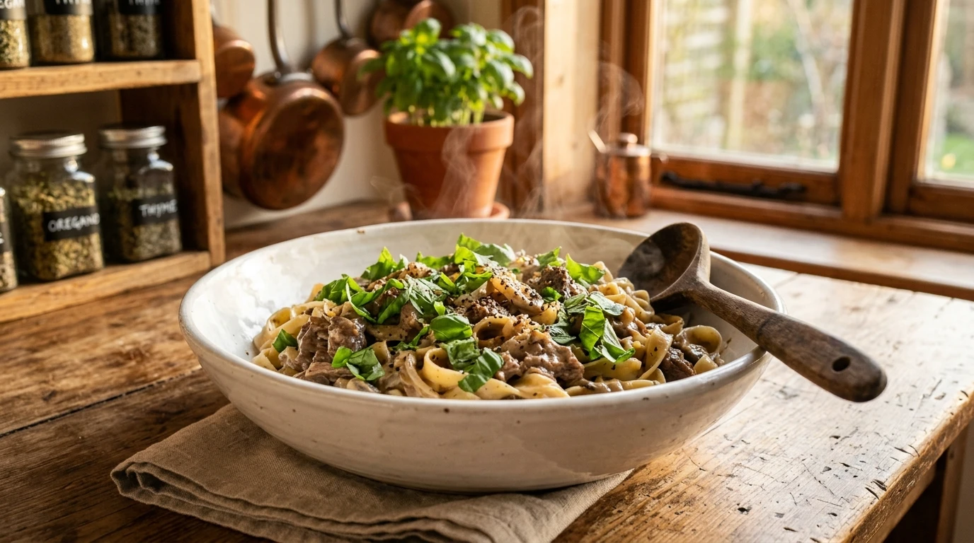 Easy Creamy Beef Pasta with 6 Simple Ingredients
