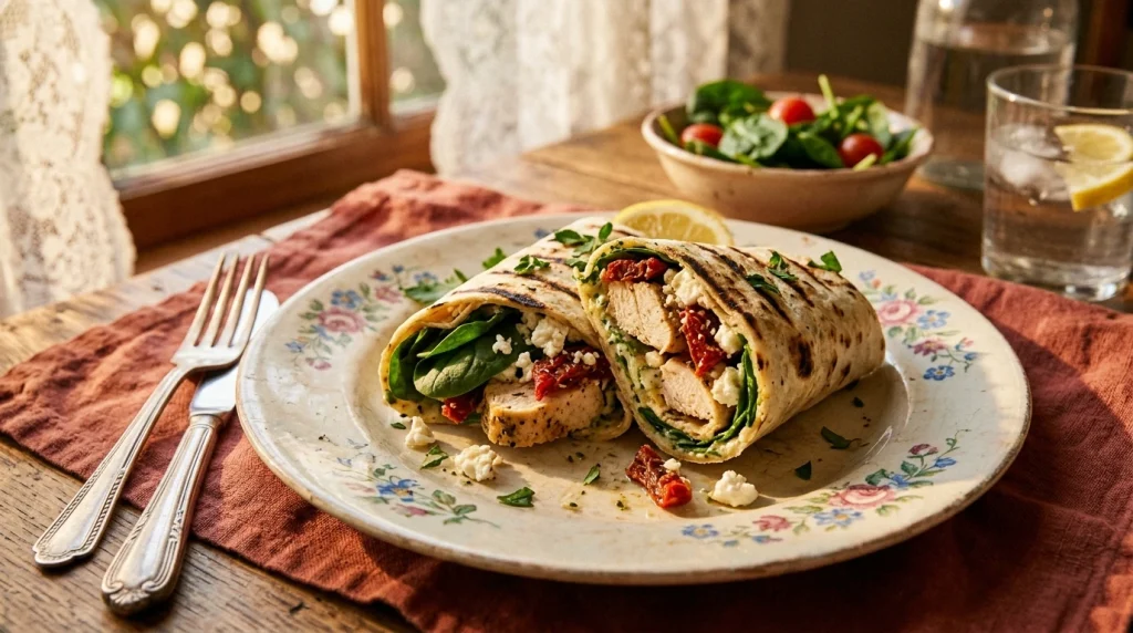 Spinach and Feta Chicken Wrap
