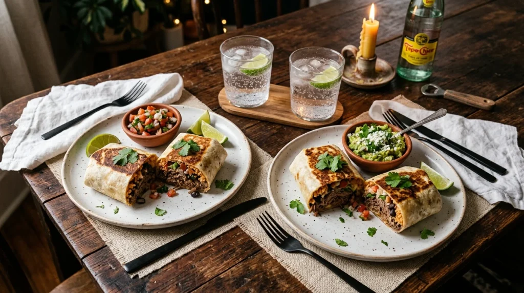 Beef burrito serving