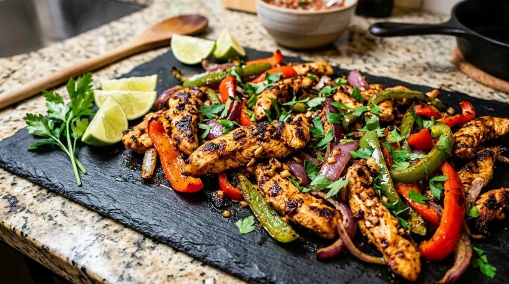Bright Garlic Lime Chicken Fajitas