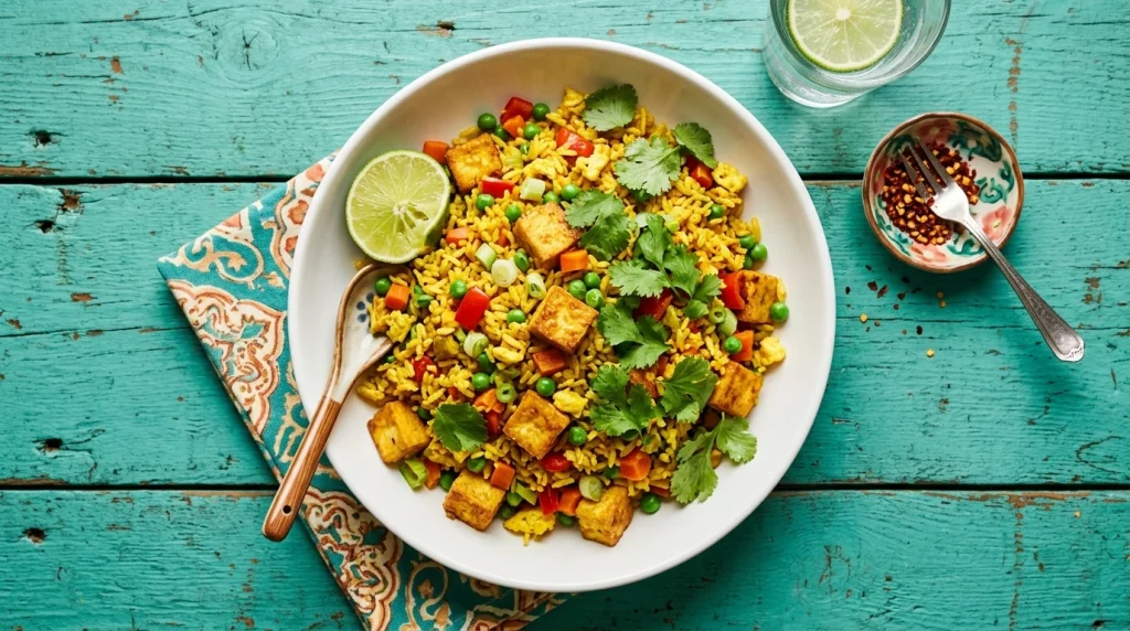 Coconut curry tofu fried rice