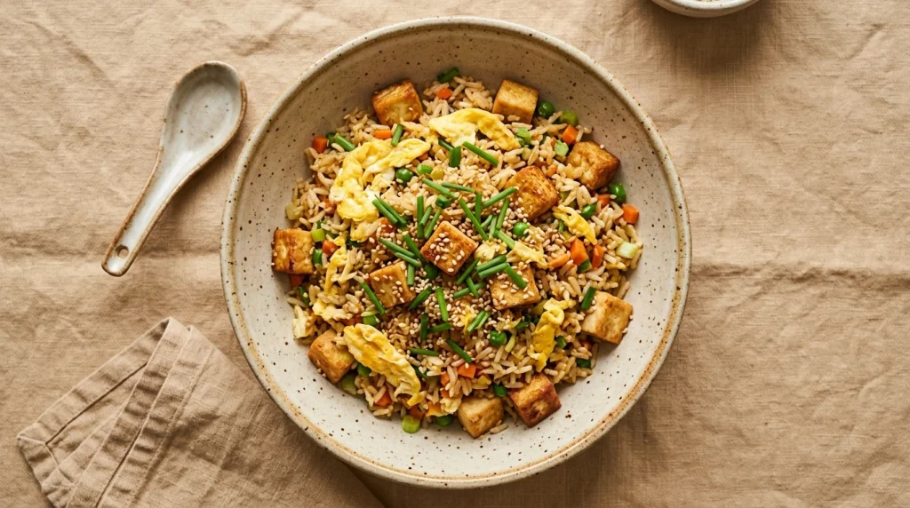 Egg fried tofu rice