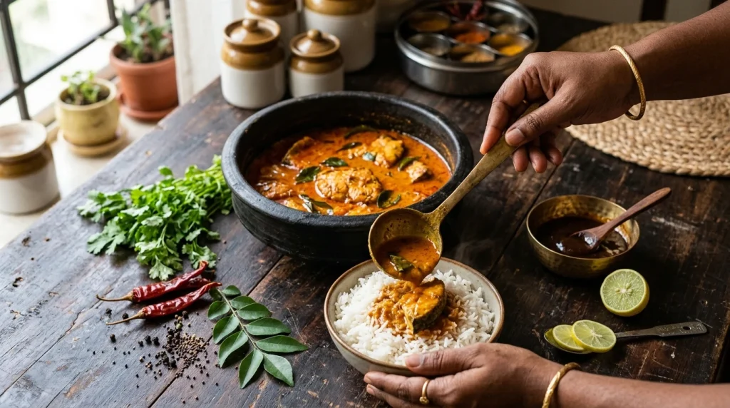 Goan fish curry finished
