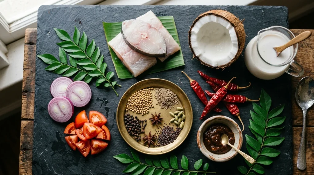 Goan fish curry ingredients