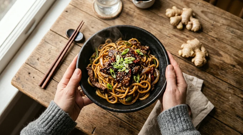 Mongolian noodle finished