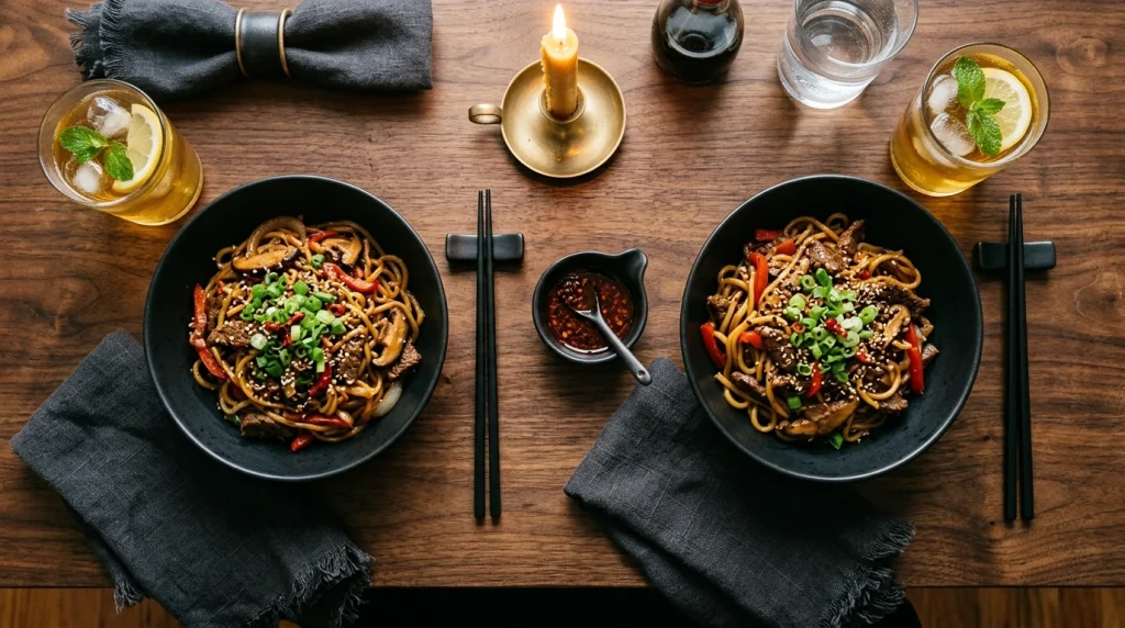 Mongolian noodle servings