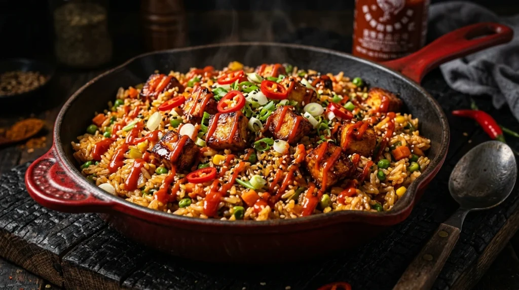 Spicy sriracha tofu fried rice