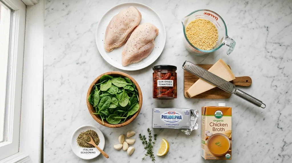 Tuscan chicken orzo ingredients