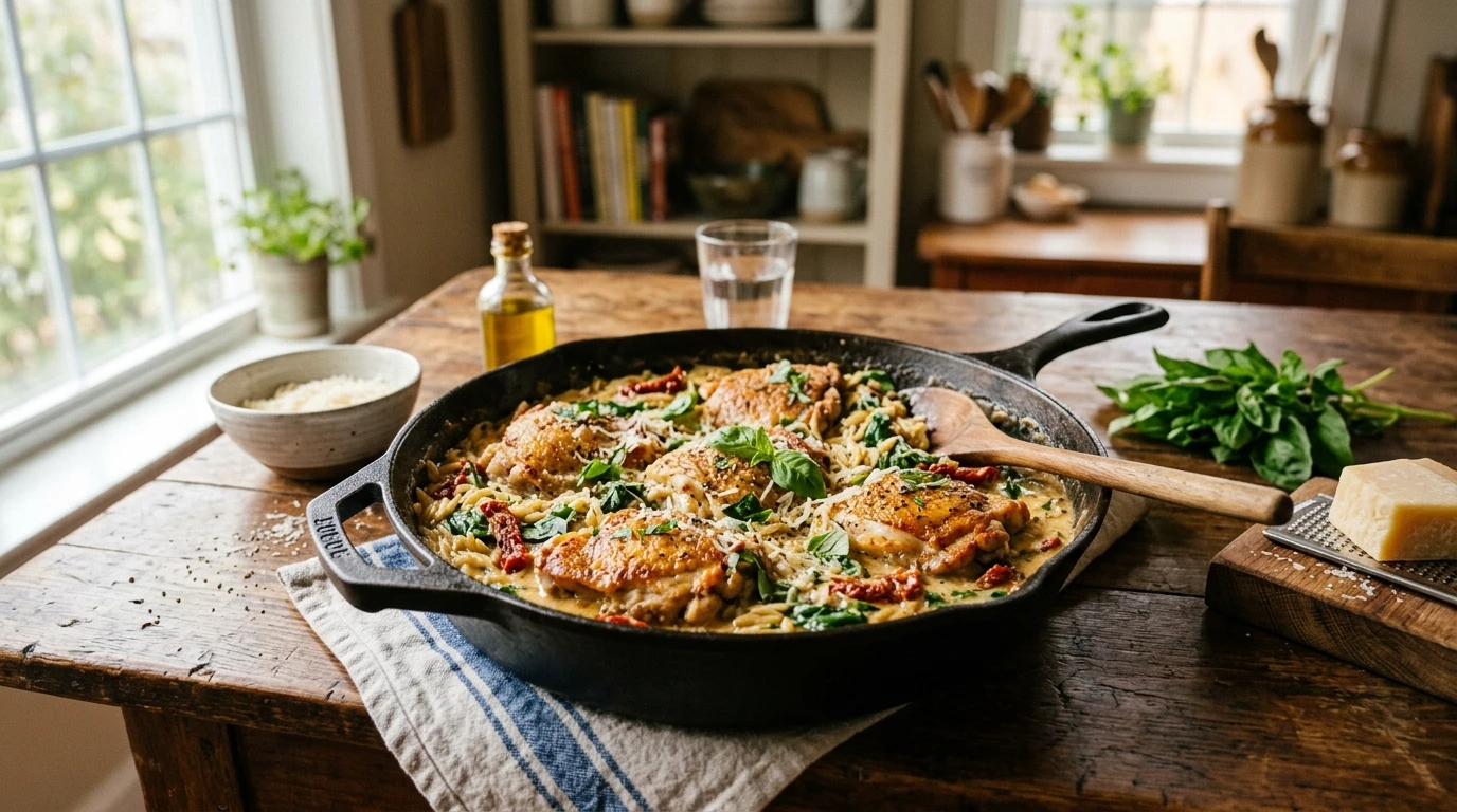 Tuscan Chicken Orzo Done in 30 Minutes Before Anyone Gets Too Hangry