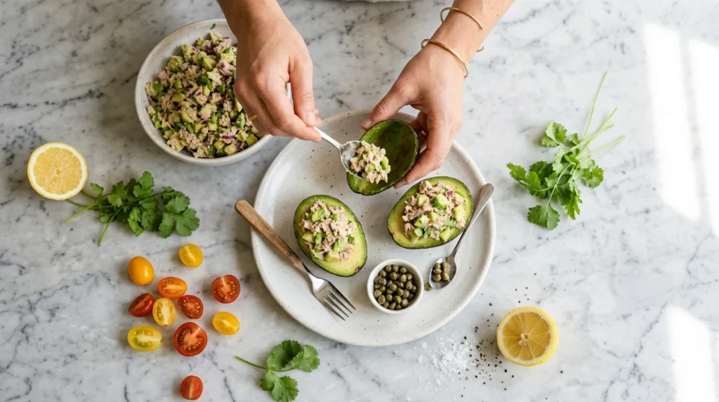 avocado tuna salad finished
