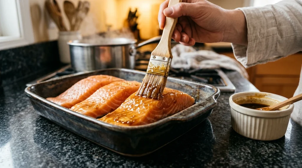 baked miso salmon making