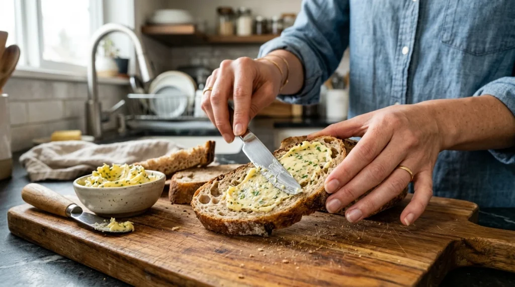 cheesy garlic bread Making
