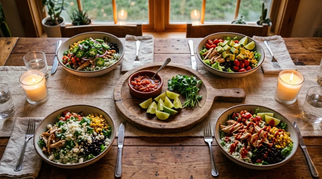 chicken burrito bowl serving