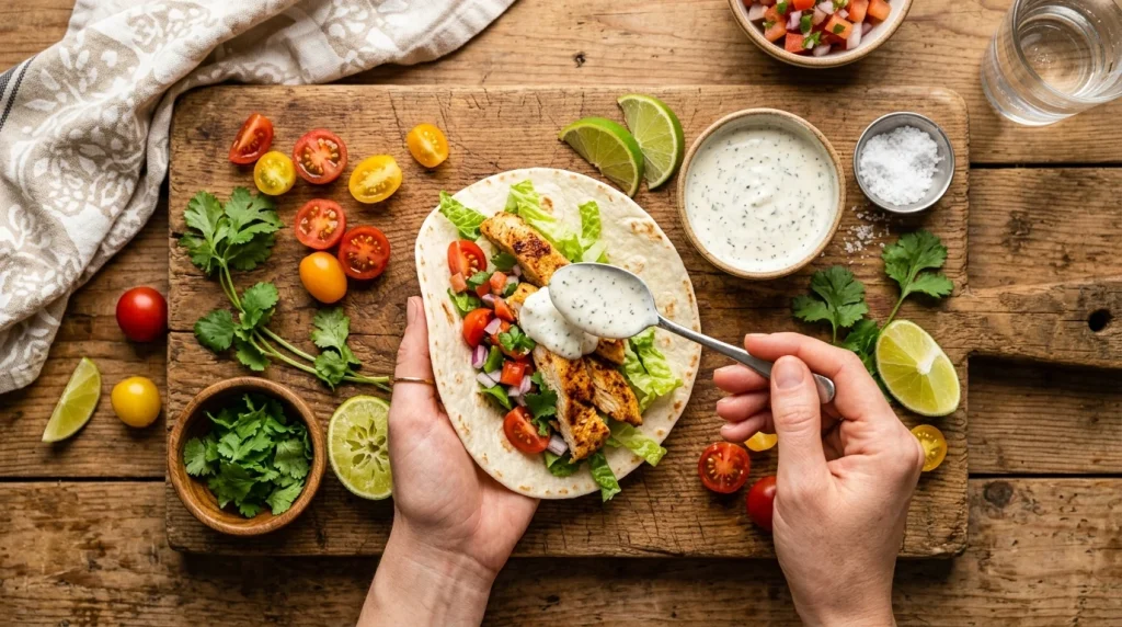chicken ranch taco finished