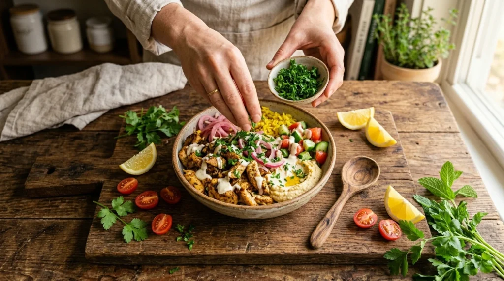 chicken shawarma bowl finished