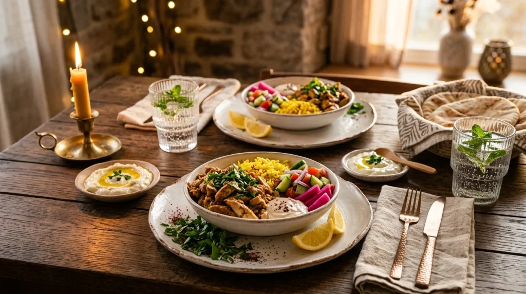 chicken shawarma bowl serving
