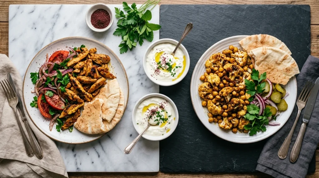 chicken shawarma bowl variations