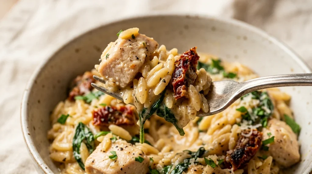 creamy Tuscan chicken orzo
