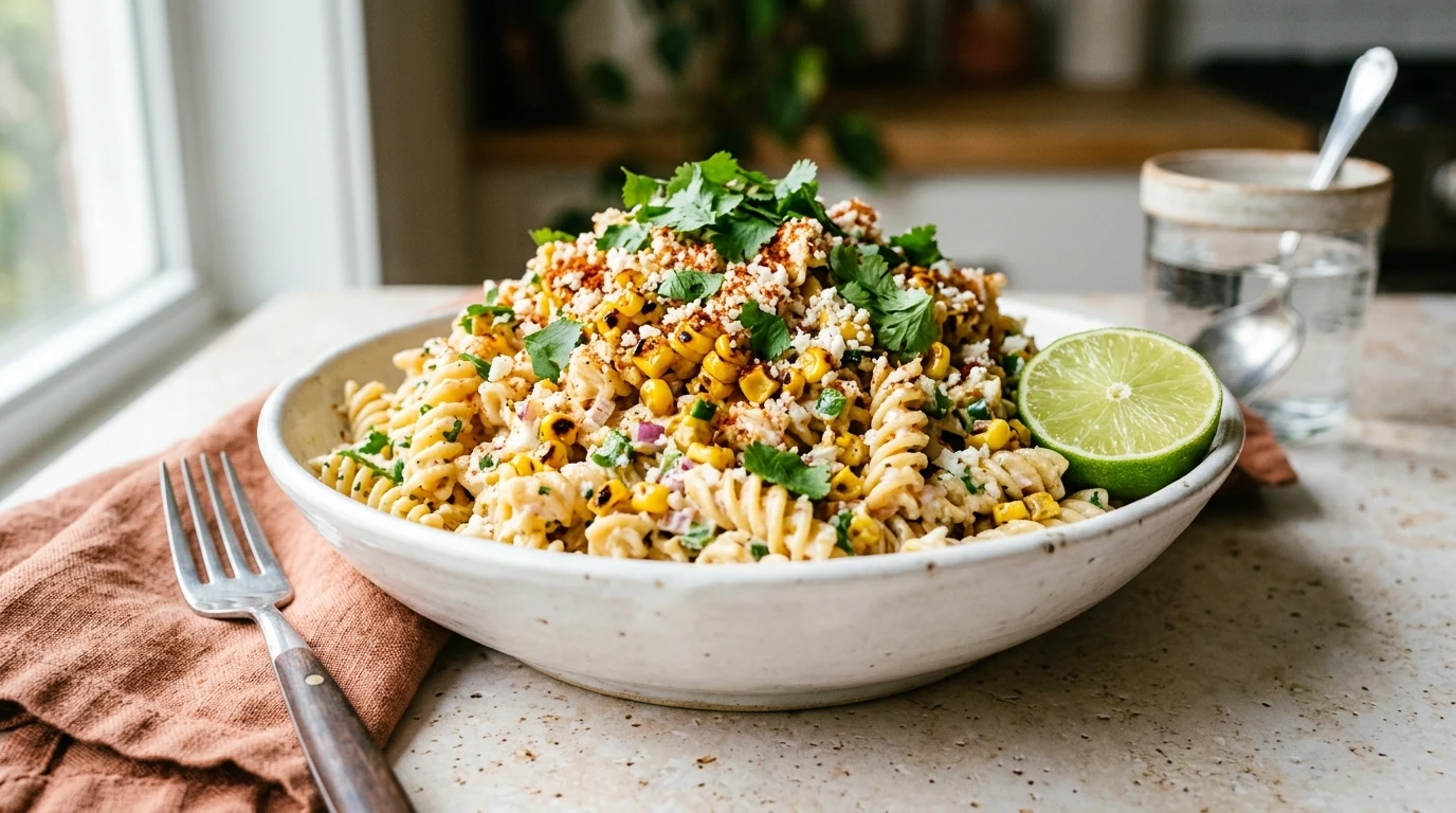 Street Corn Pasta Salad — No Mayo Version That’s Still Ultra Creamy