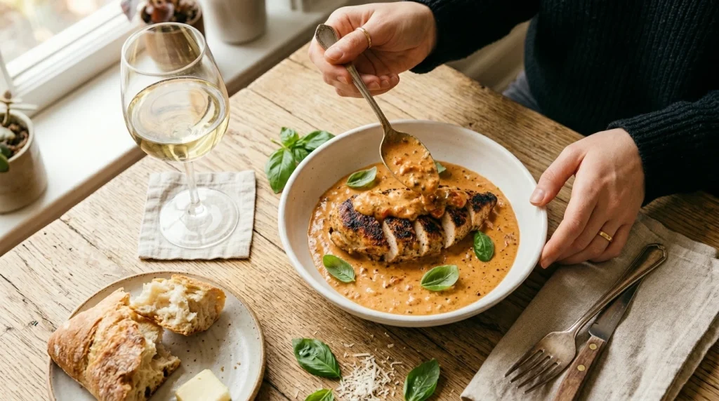 creamy tomato chicken finished