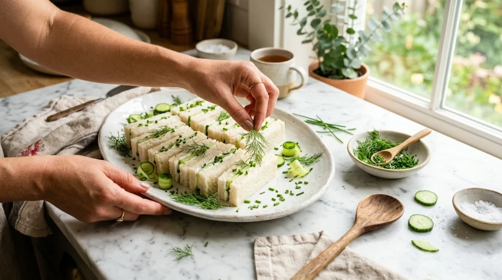 cucumber salad sandwiches final touch