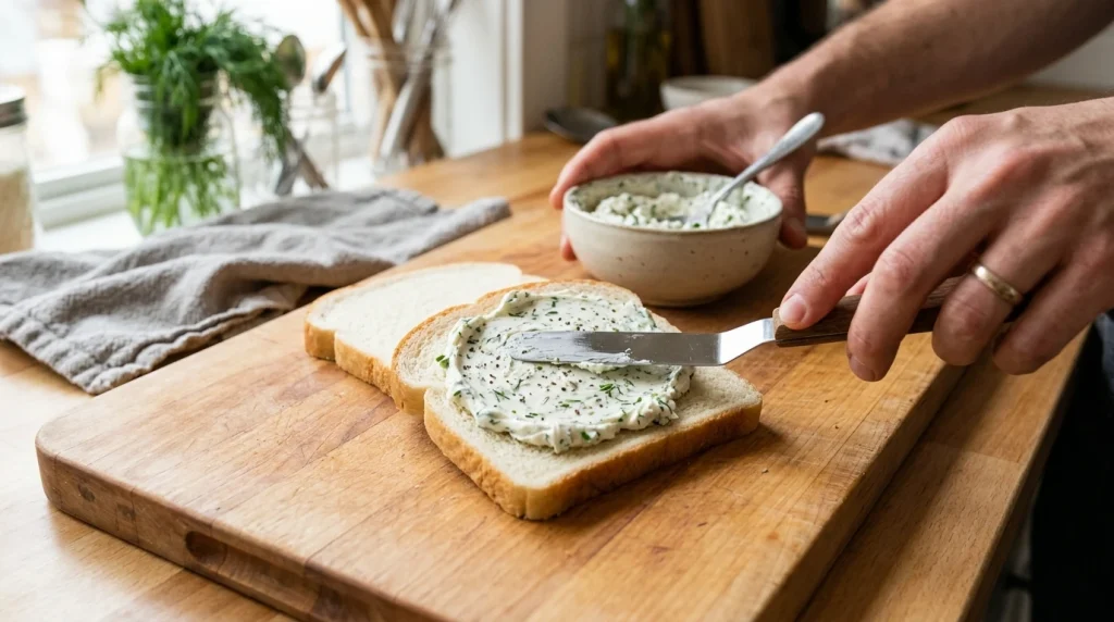 cucumber salad sandwiches making