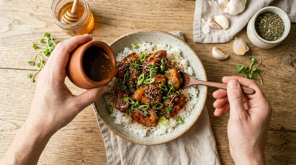 glazed chicken final touching
