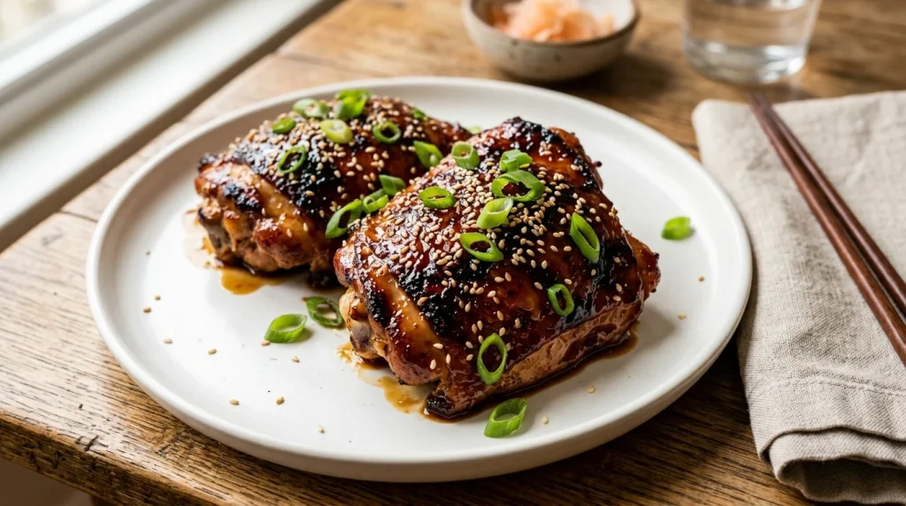 glossy shoyu chicken thighs