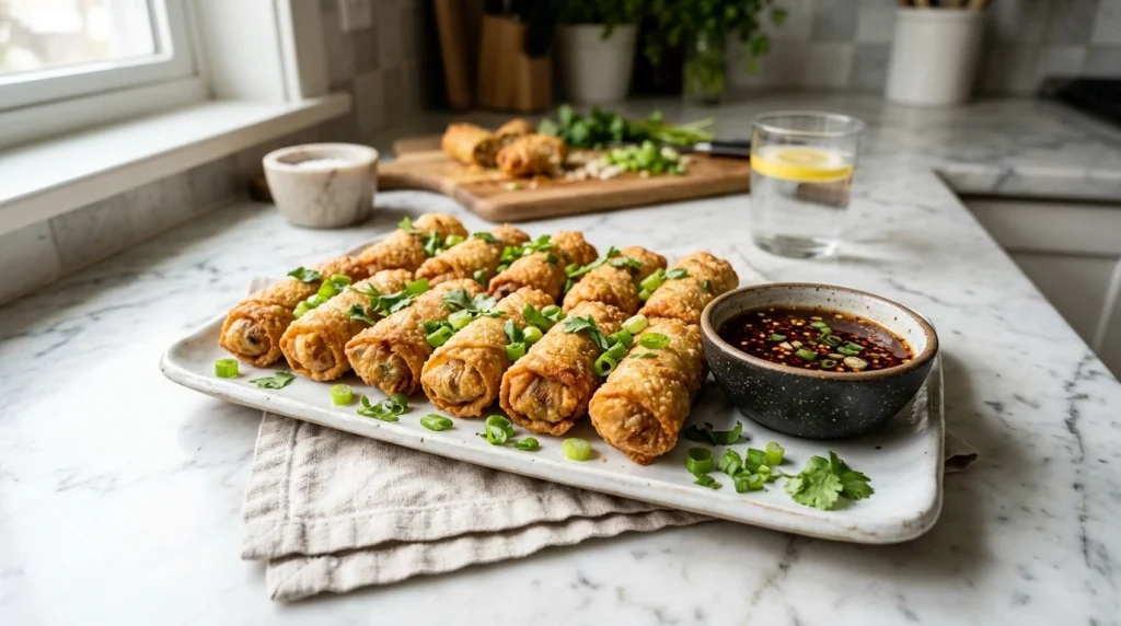 golden crispy shrimp egg rolls