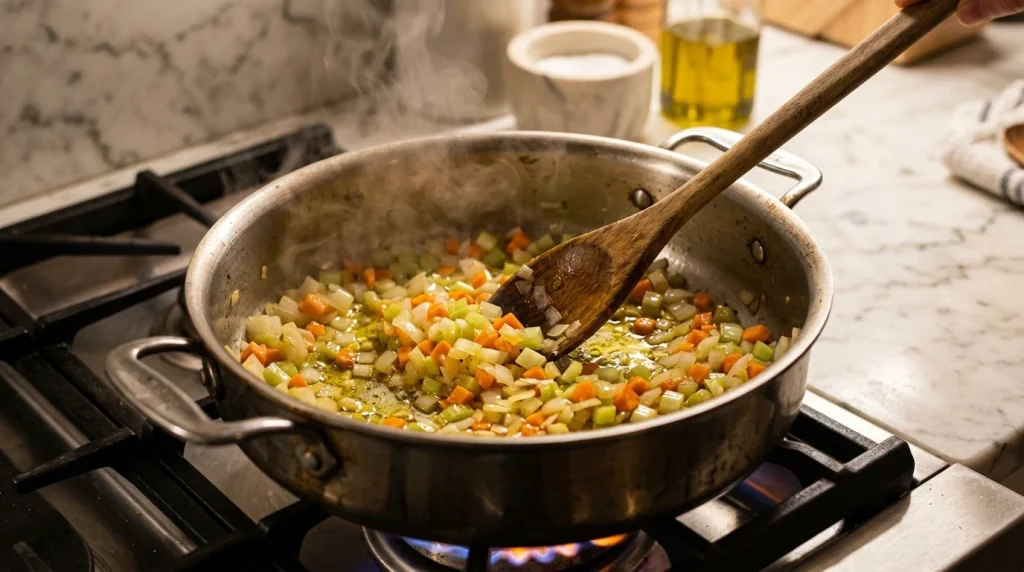 lentil ragu making