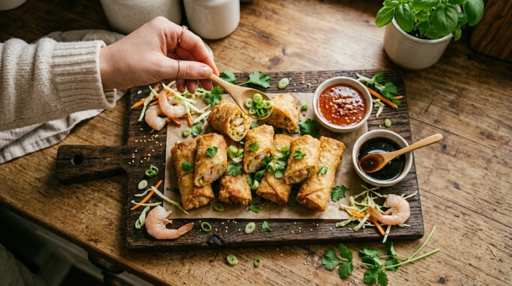 shrimp egg roll finished