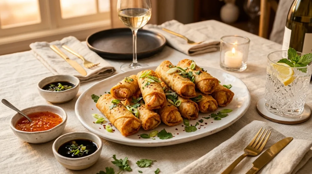 shrimp egg roll serving