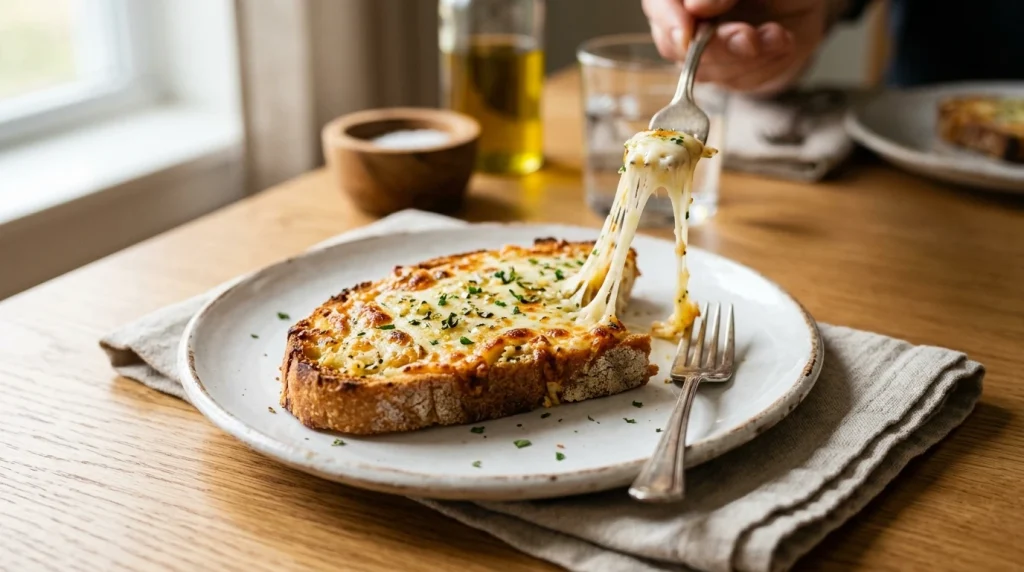 single cheesy garlic bread slice