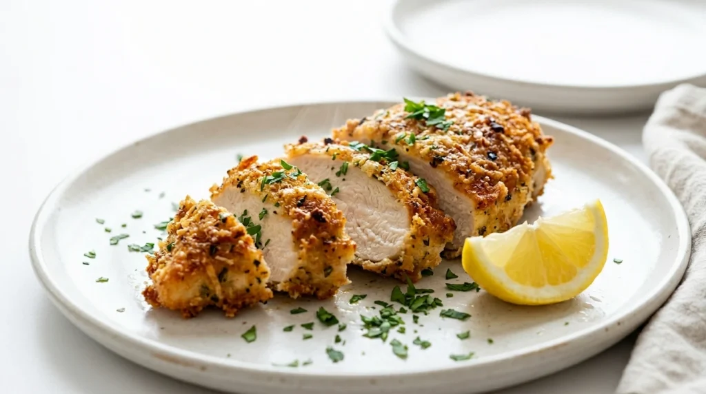 sliced parmesan crusted chicken