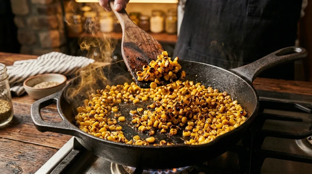 street corn pasta salad making