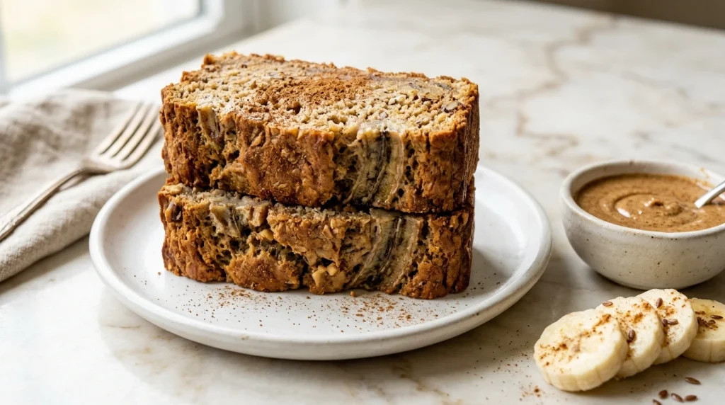 two thick slices of protein banana bread
