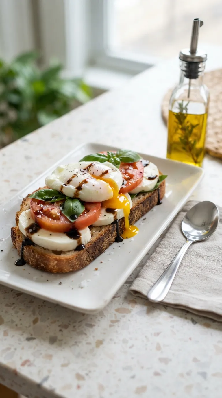 Aesthetic brunch spread ideas Caprese Breakfast Toast