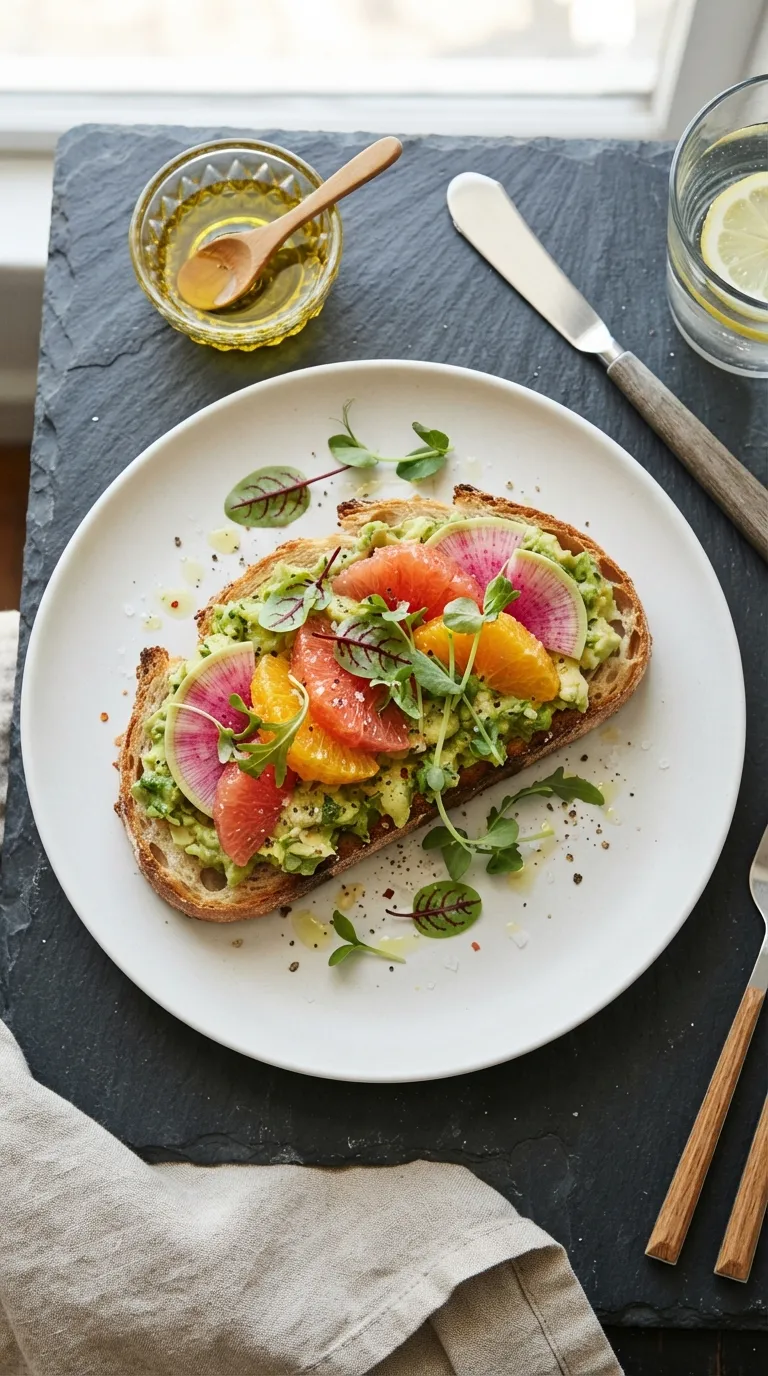 Aesthetic brunch spread ideas Citrus Avocado Toast