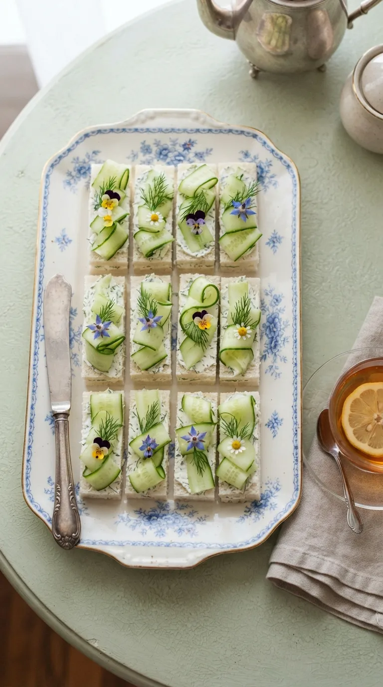 Aesthetic brunch spread ideas Cucumber Tea Sandwiches