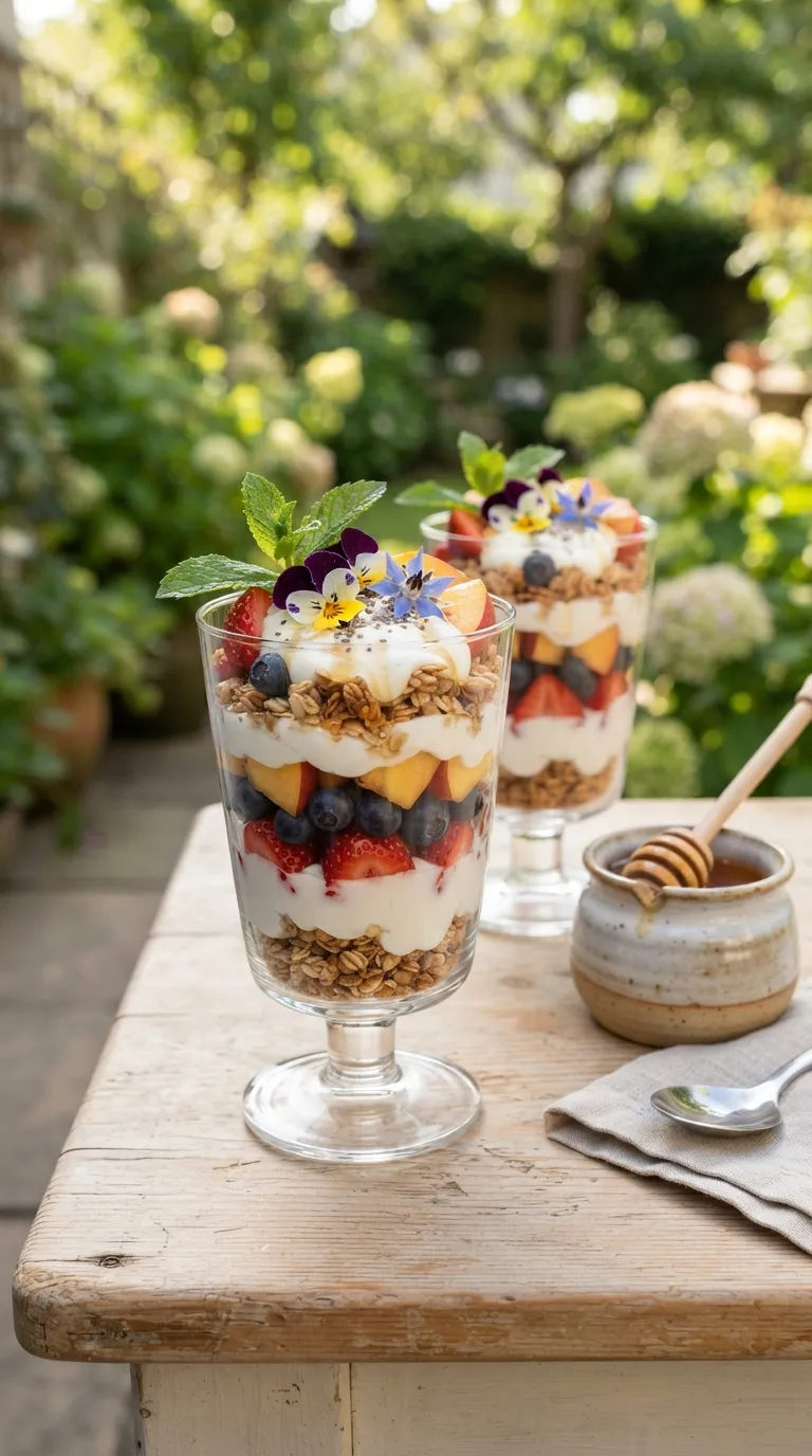 Aesthetic brunch spread ideas Honey Yogurt Parfaits