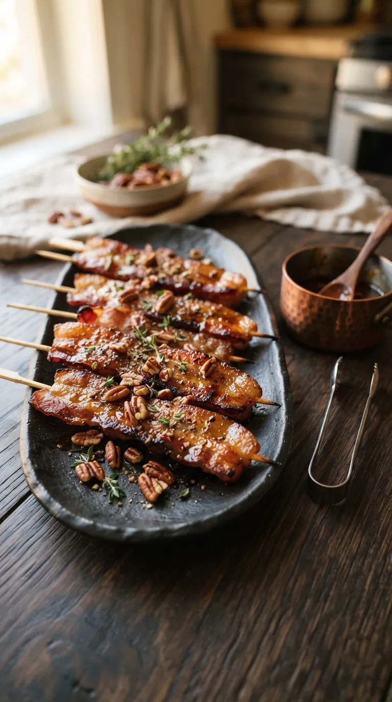 Aesthetic brunch spread ideas Maple Bacon Skewers