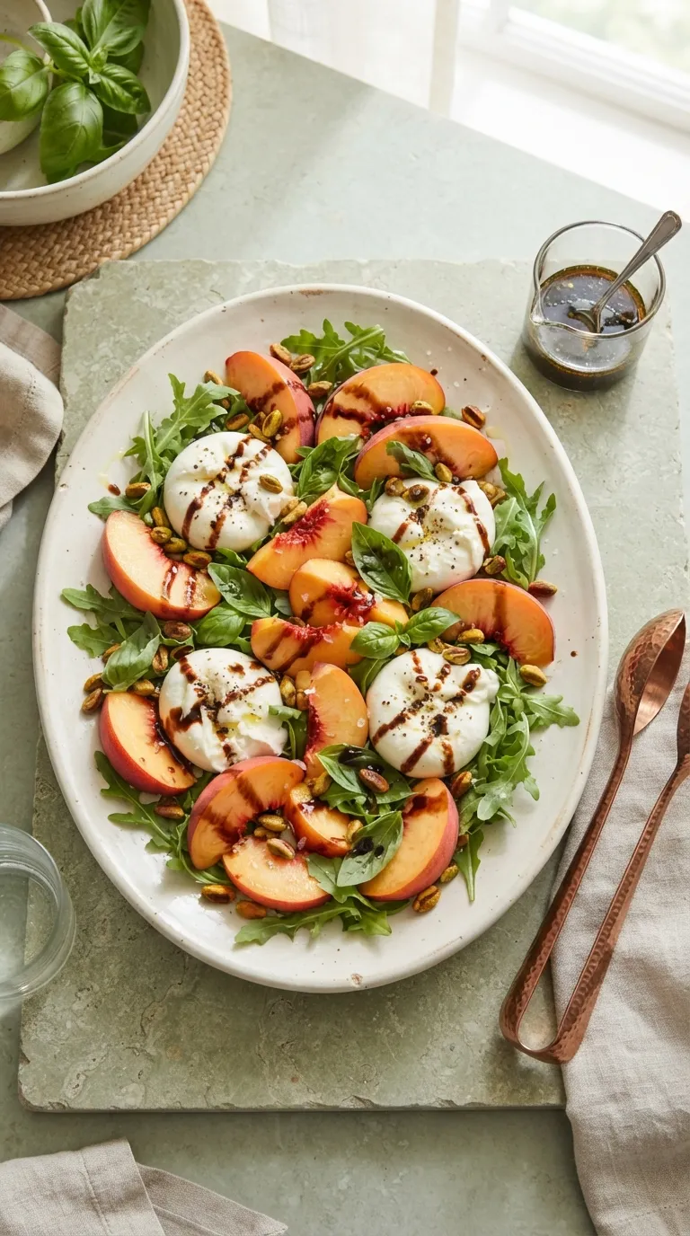 Aesthetic brunch spread ideas Peach Burrata Salad