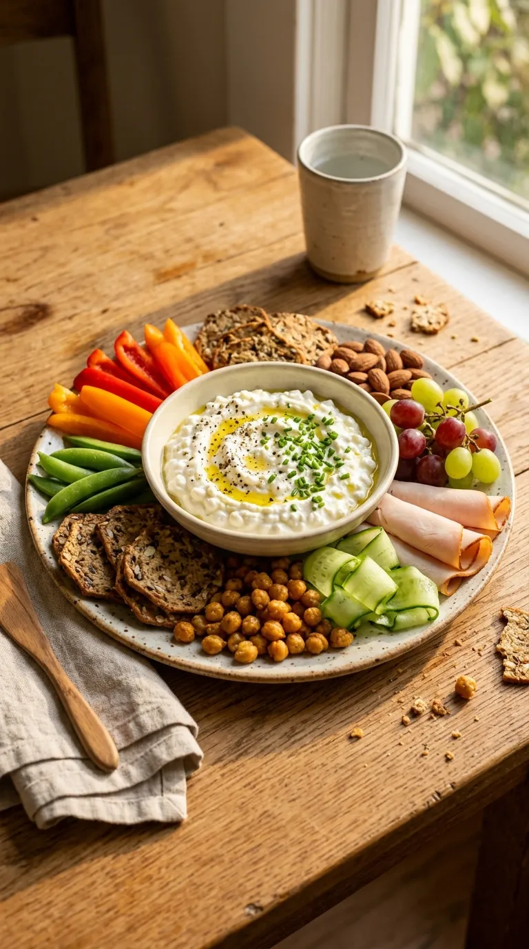 aesthetic high protein snack ideas Cottage Cheese Crunch Board