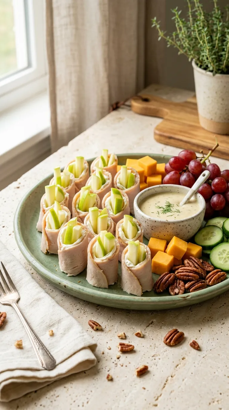 aesthetic high protein snack ideas Turkey Apple Rollups