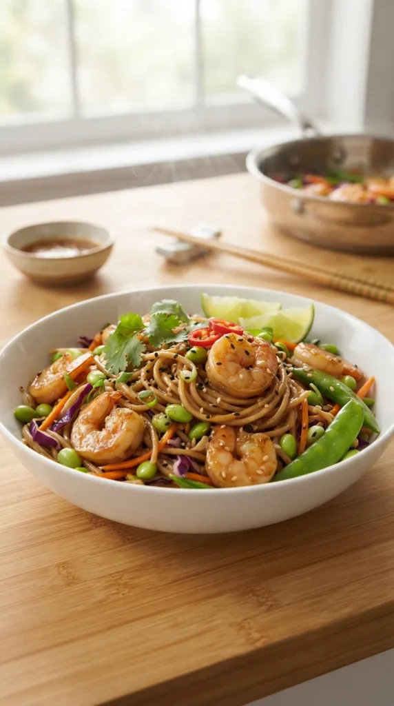 Shrimp Edamame Noodles