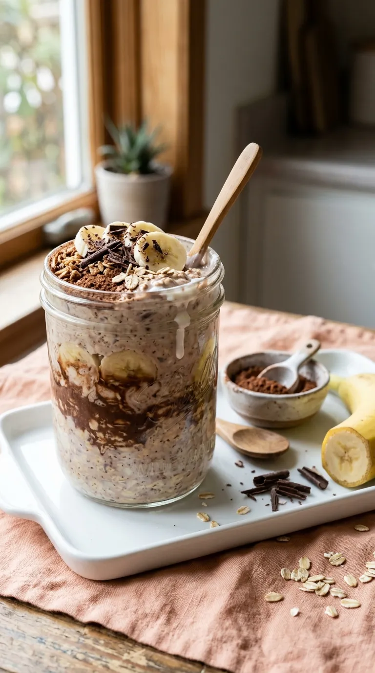 Breakfast ideas for kids Chocolate Banana Overnight Oats