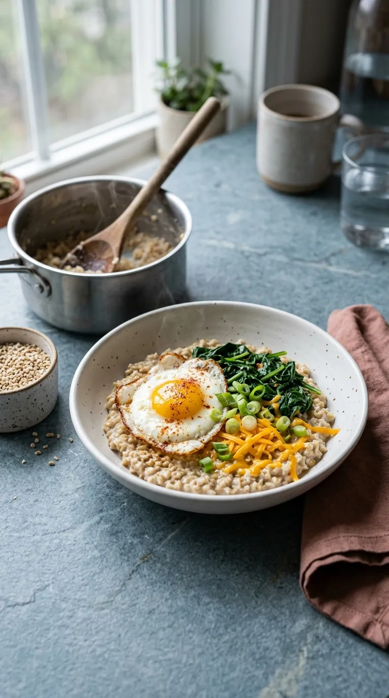 Breakfast ideas on a budget Savory Oatmeal Bowl