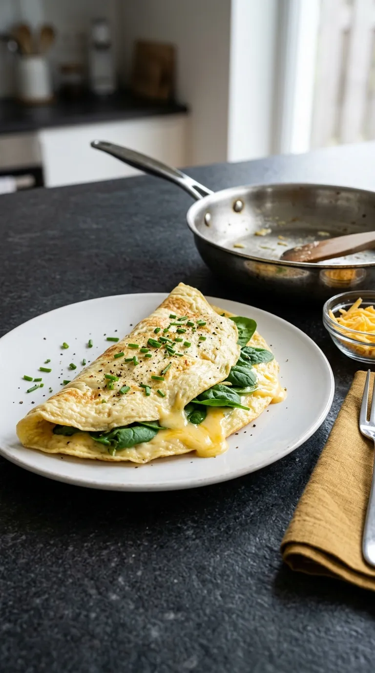 Breakfast ideas on a budget Spinach Cheese Omelet