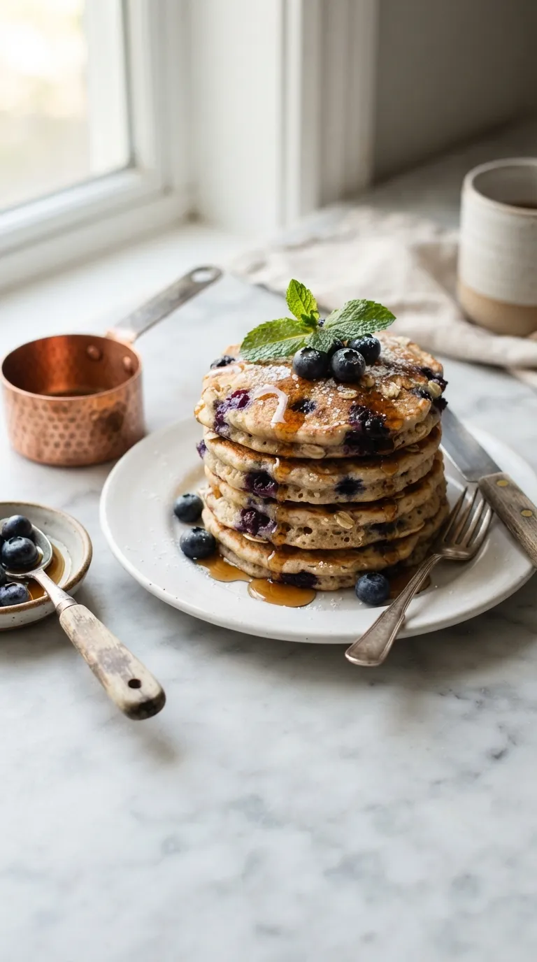 breakfast ideas with no eggs Blueberry Oat Pancakes